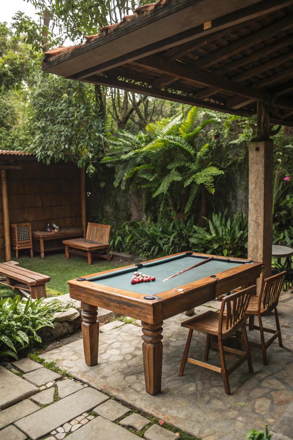 Rustic wood finishes add warmth and character to your outdoor space.