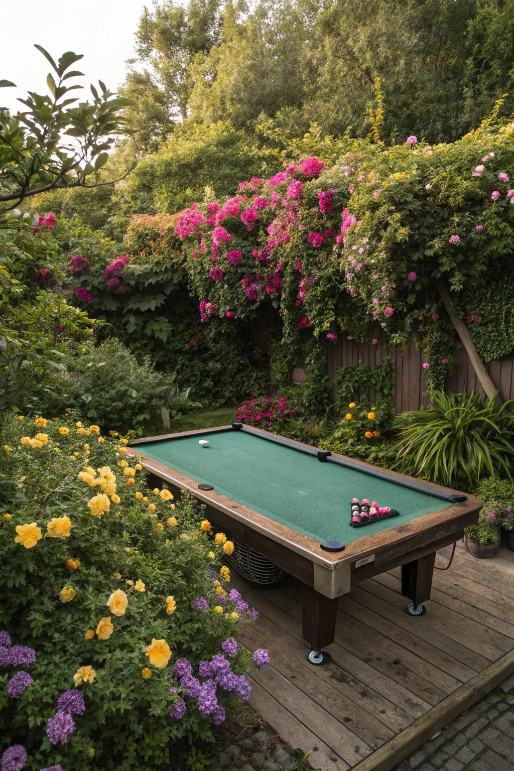 Lush greenery creates a serene and secluded game area.
