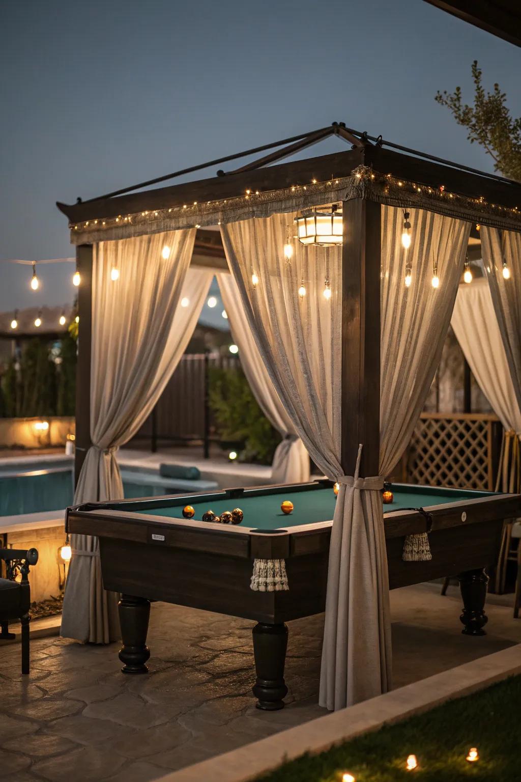 A gazebo provides shade and elegance for your outdoor games.