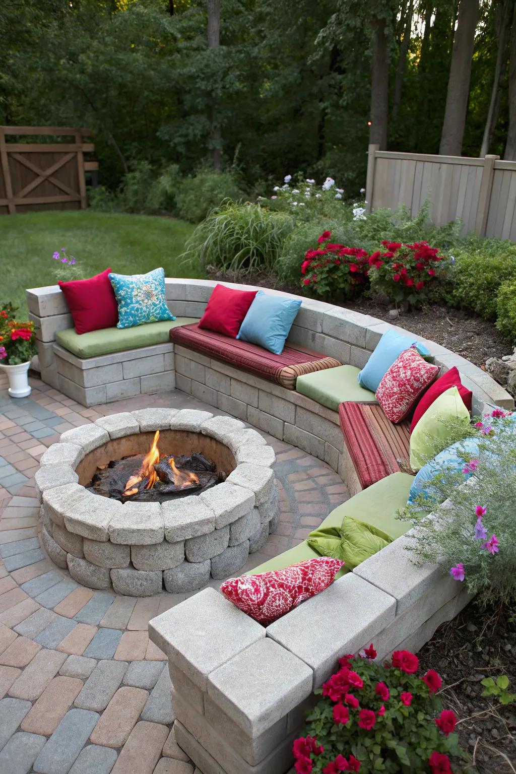 Cinder block benches offer an industrial and budget-friendly seating option.