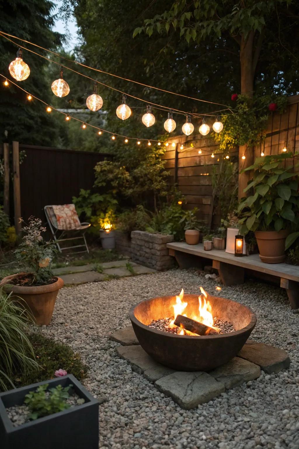 Gravel seating areas add texture and definition to your fire pit space.