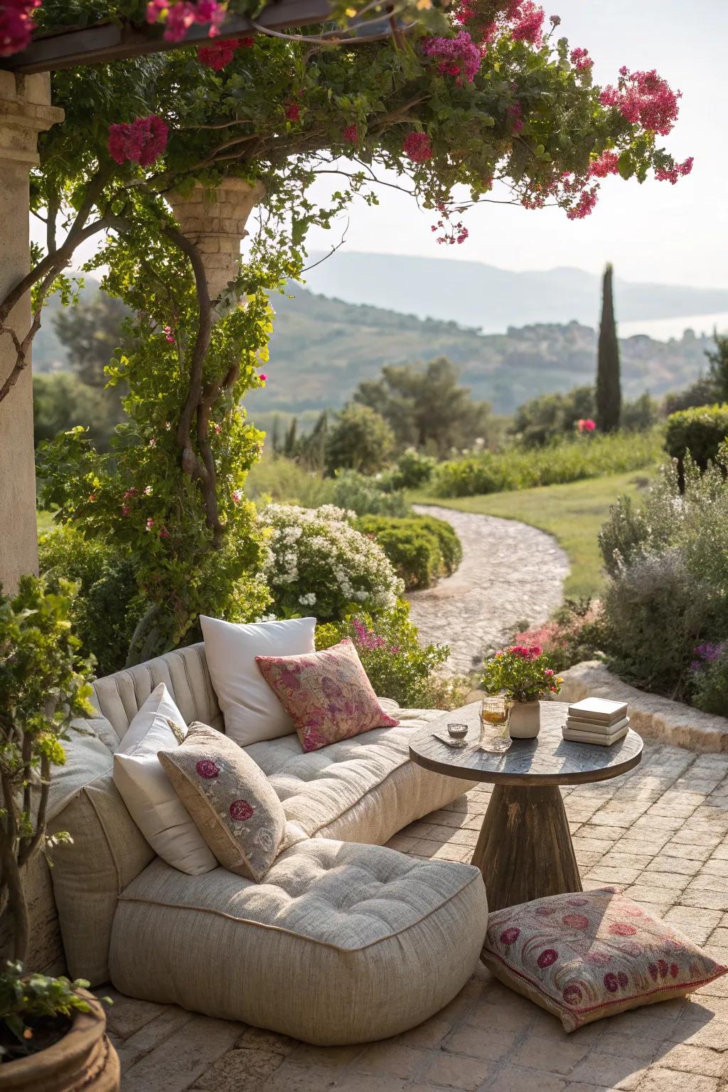 Outdoor seating areas invite relaxation.