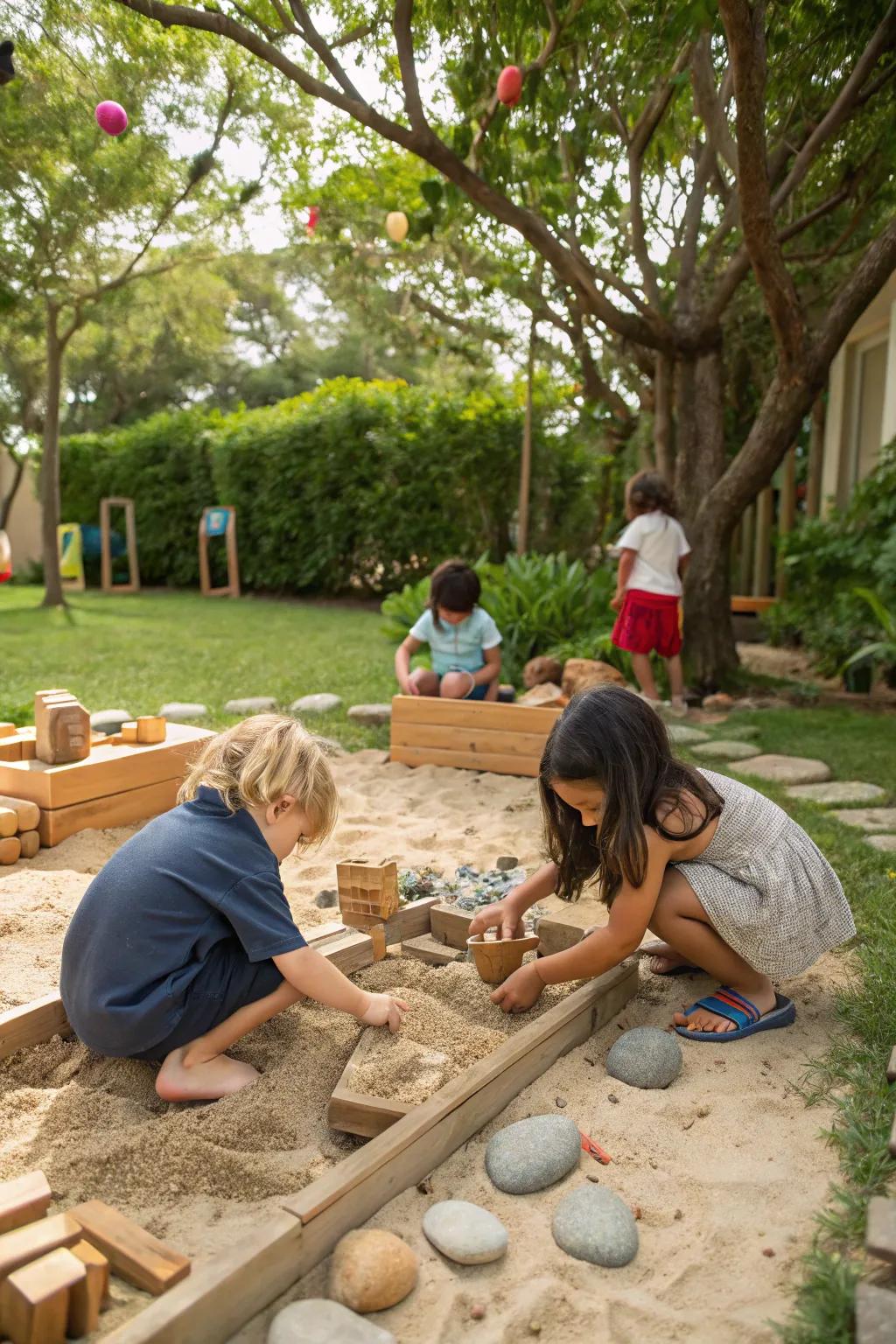 Natural materials create opportunities for experiential learning.