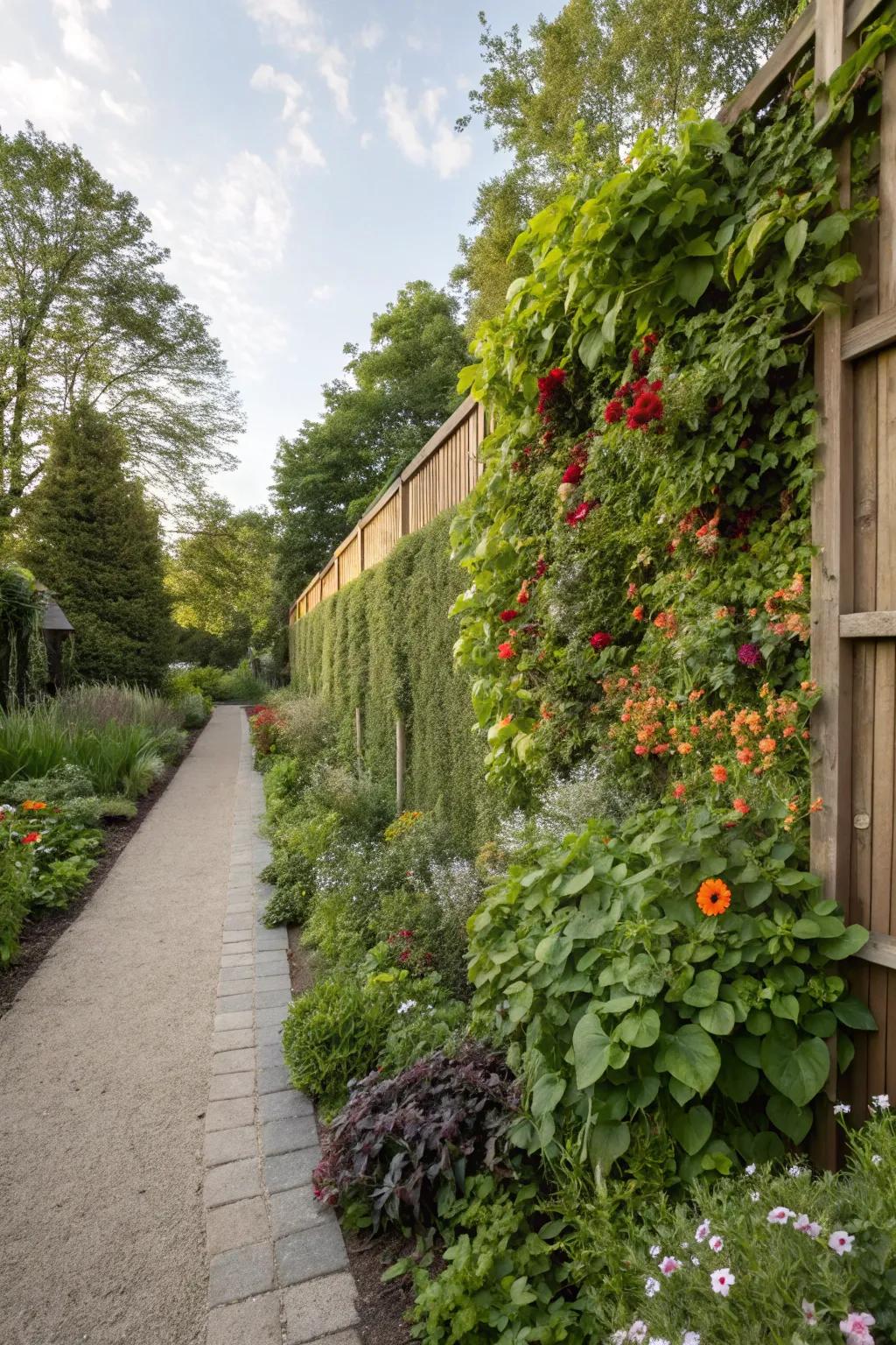 Living walls bring vertical interest and biodiversity.