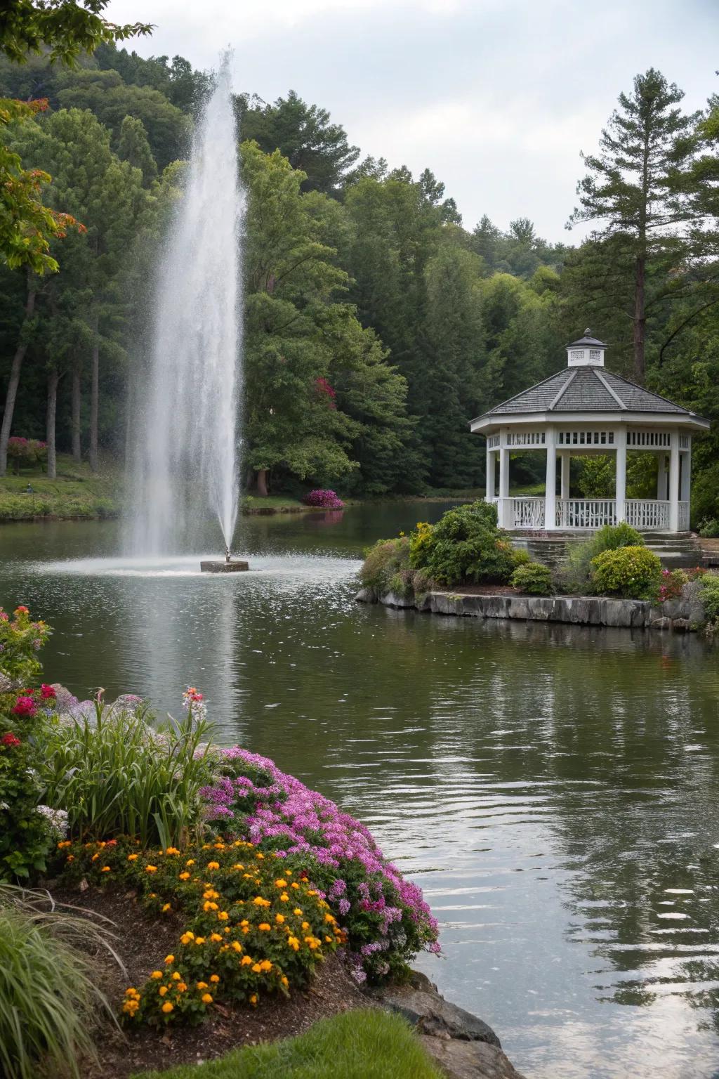 A charming waterfall accentuating the natural beauty of a pond.