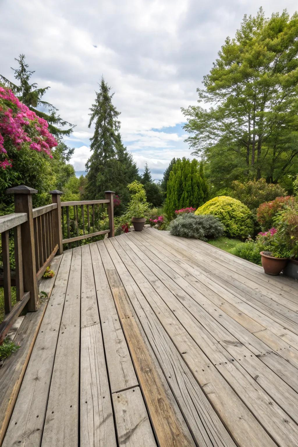 A timeless classic wood deck for a warm, inviting feel.