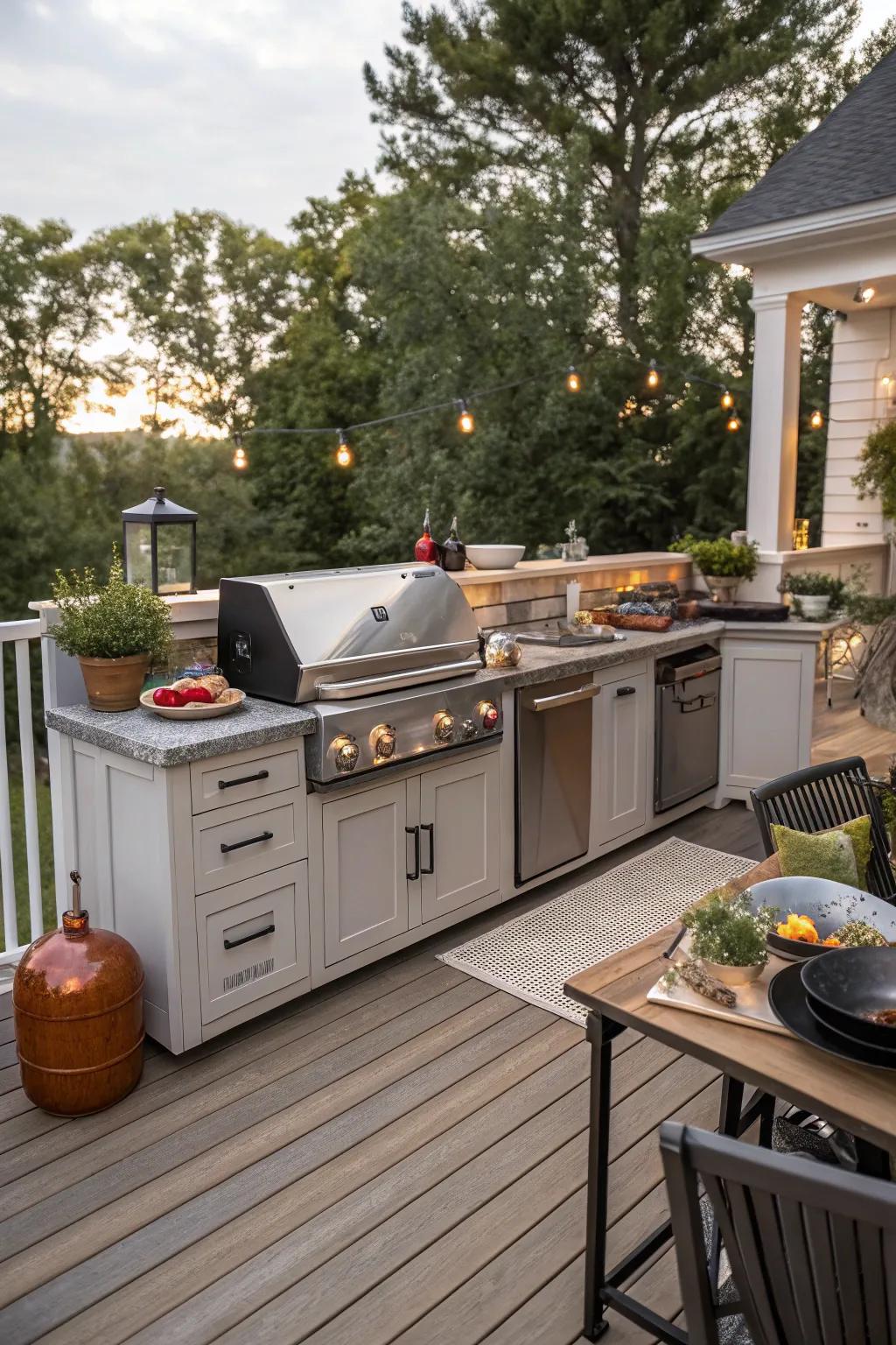 Cook and entertain with a deck featuring an outdoor kitchen.