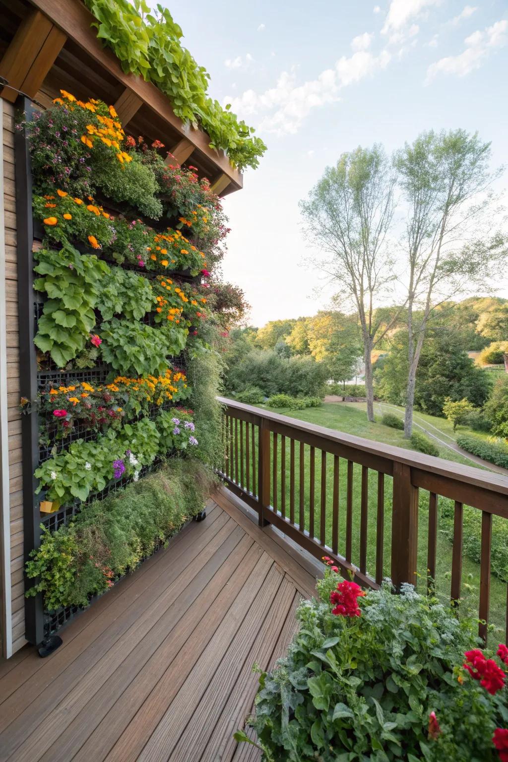 Bring greenery to your deck with a vibrant vertical garden.