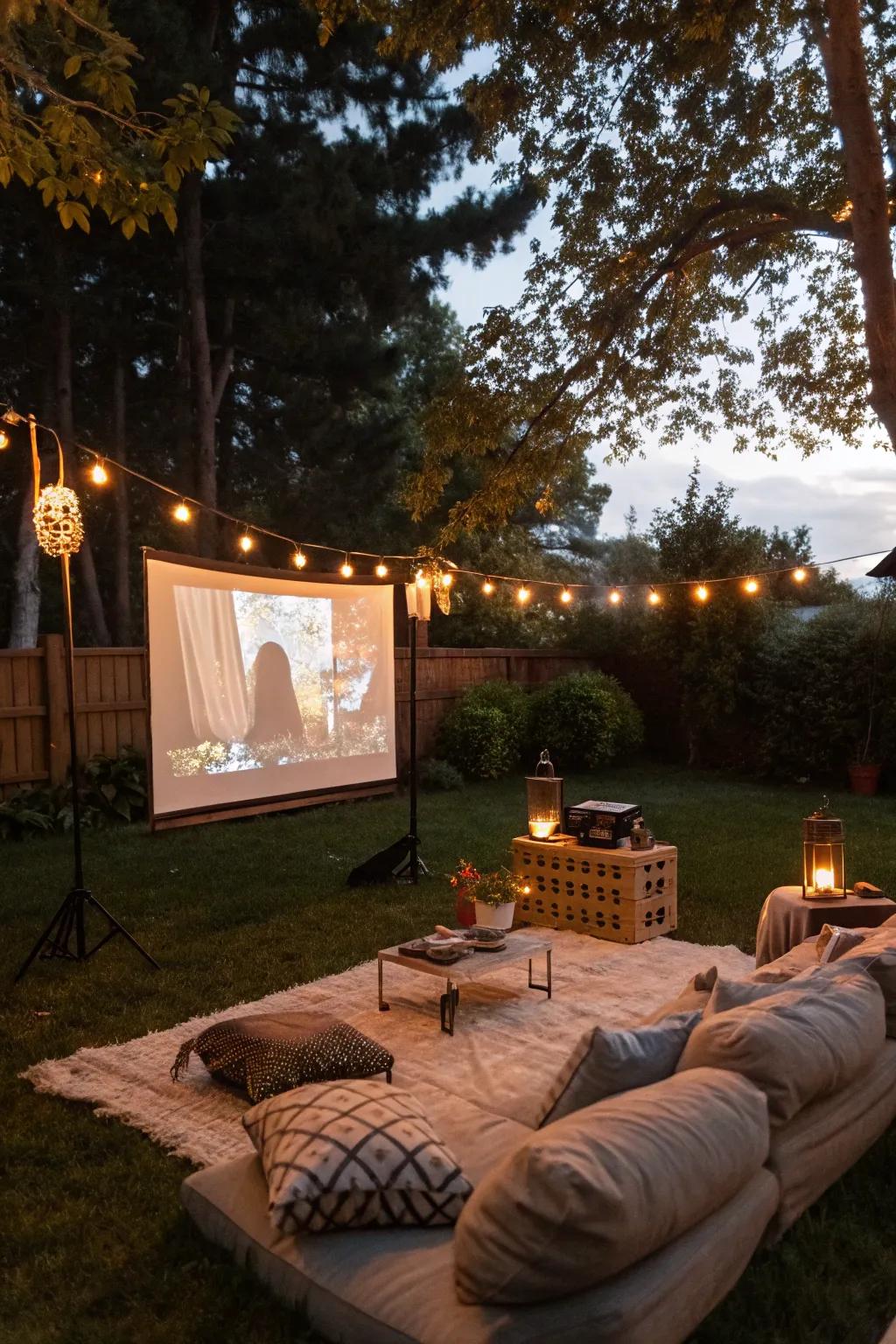 Enjoy movies under the stars with a backyard cinema.