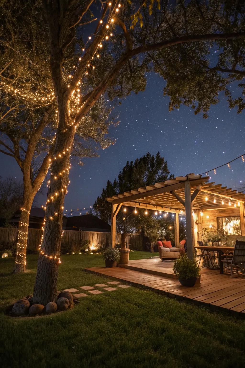 Create enchanting evenings with string lights.