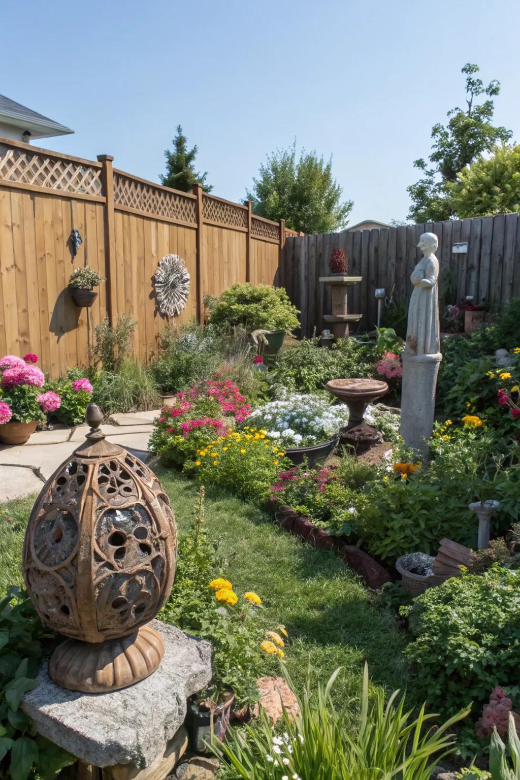 Add creativity with a backyard garden art gallery.
