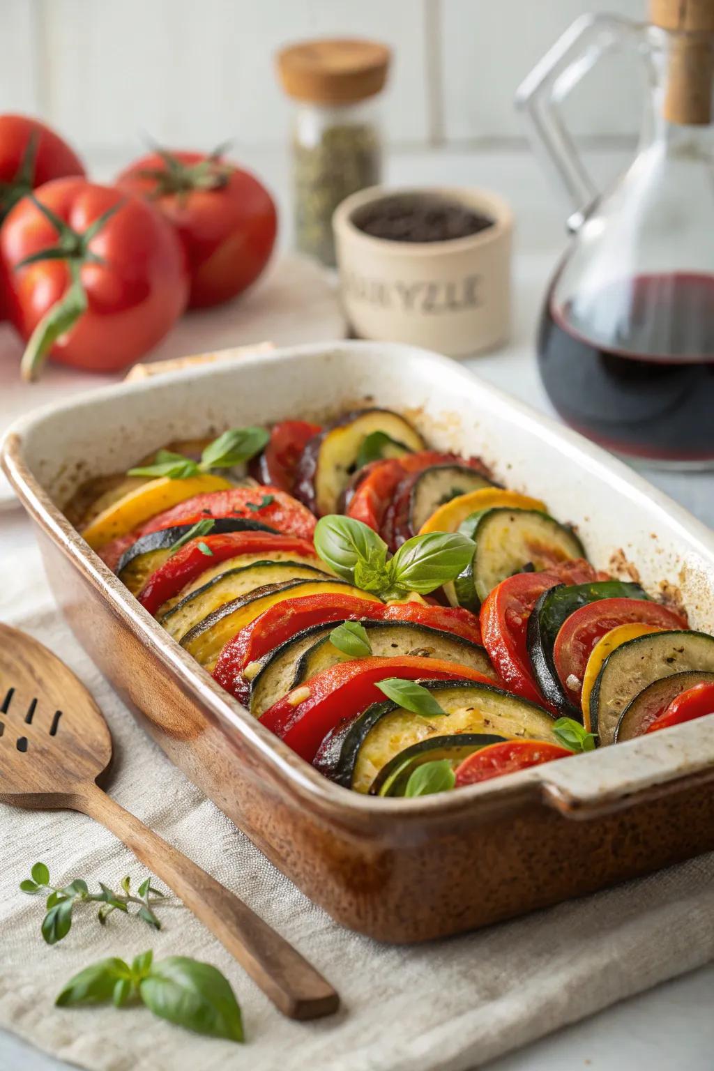 A hearty and comforting ratatouille, celebrating summer's bounty.