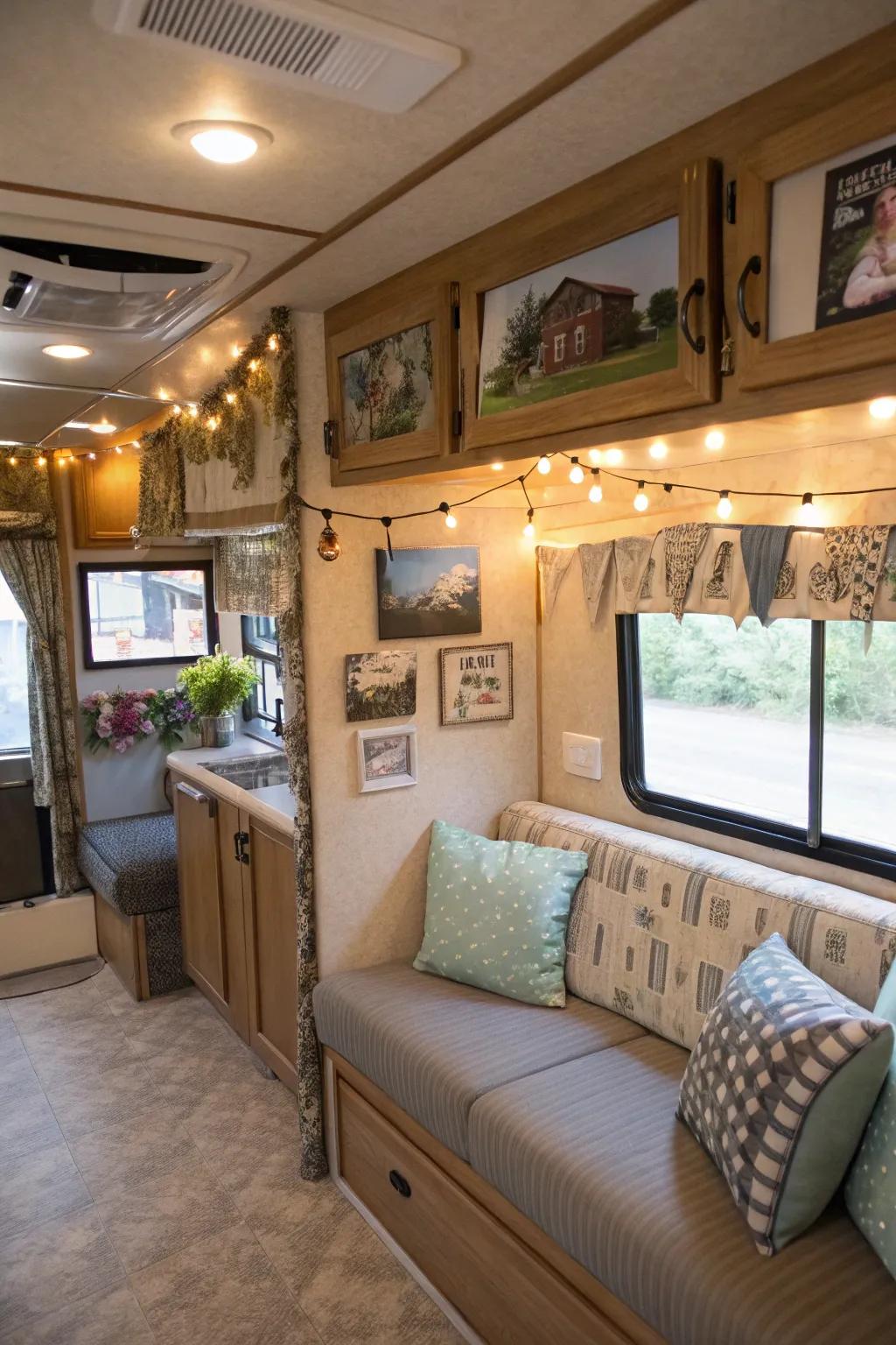 Personalized decor in an RV, making it feel like home