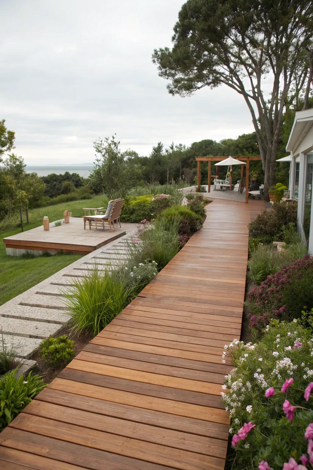 Deck pathways create a smooth transition between spaces.