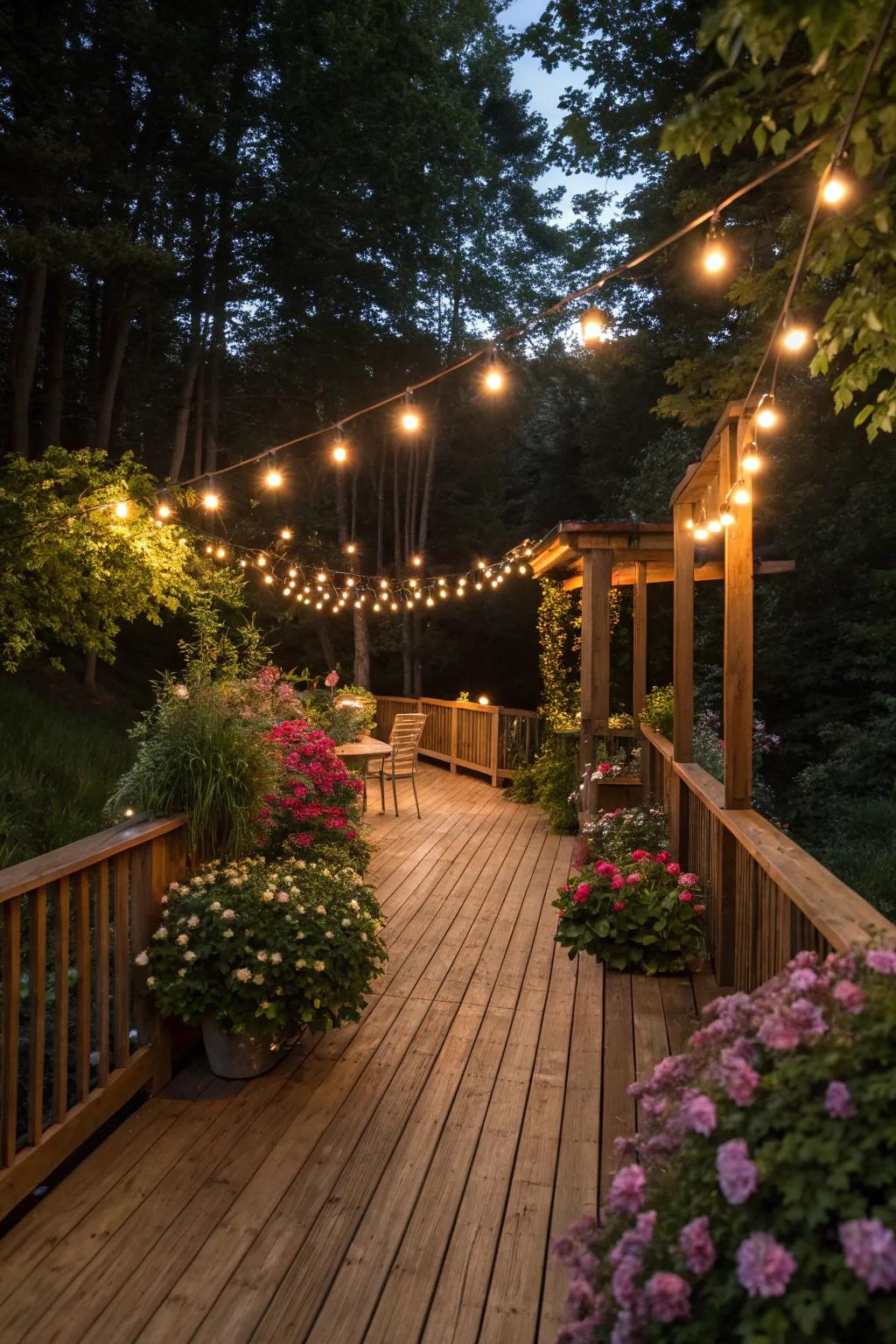 String lights add a magical glow to your deck space.