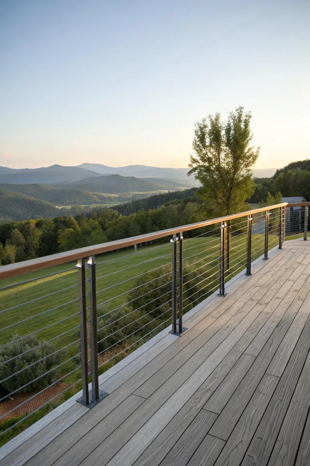 Modern cable railings offer safety and style.