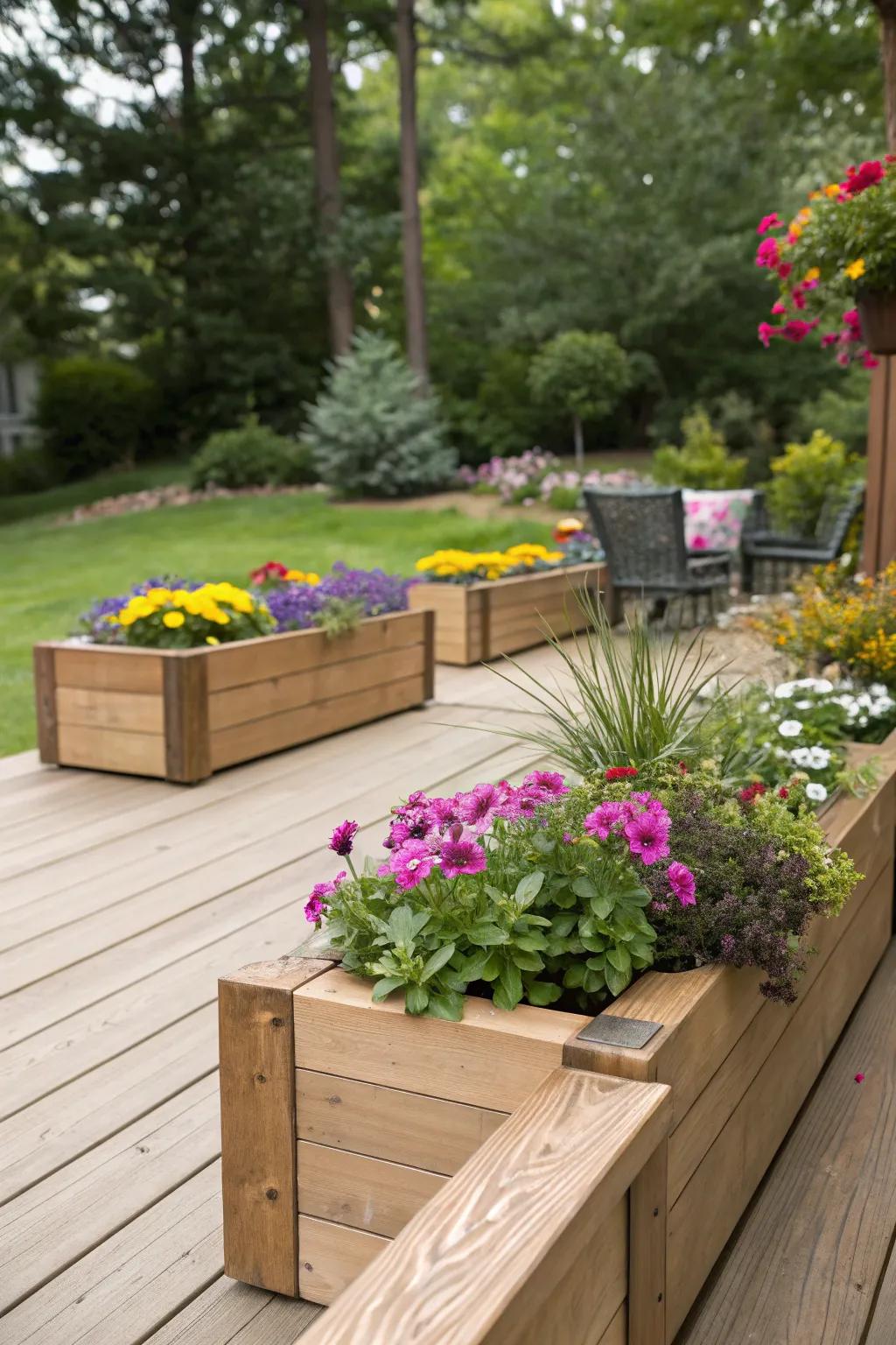 Built-in planters on a deck bring nature closer to your doorstep.
