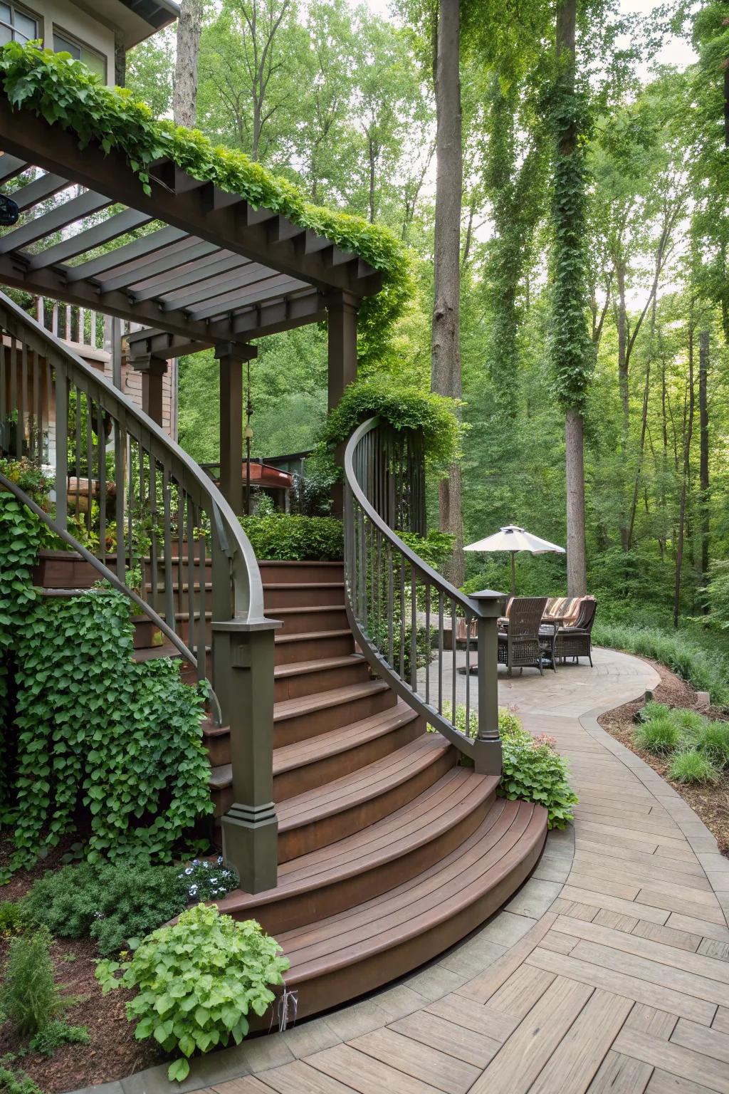 Curved composite stairs for a natural and flowing design