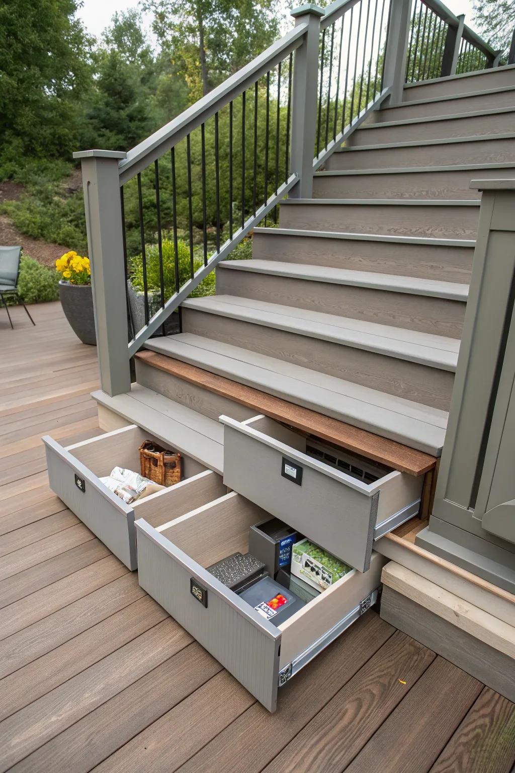 Hidden storage under stairs for practical use of space
