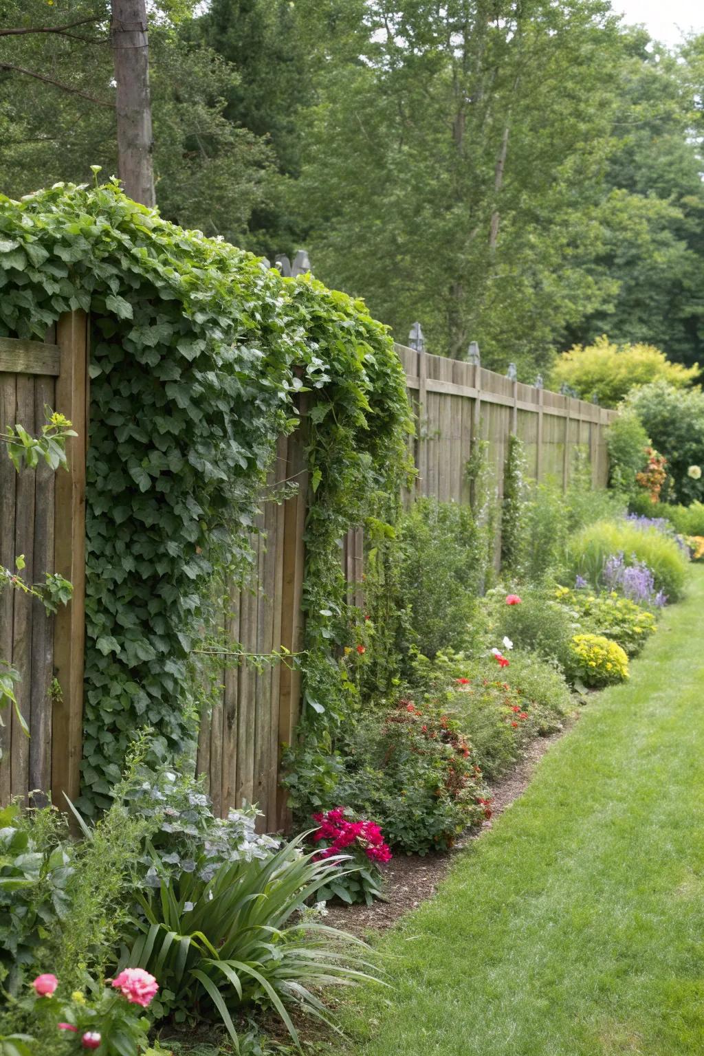 Blend your fence with nature using a living plant barrier.