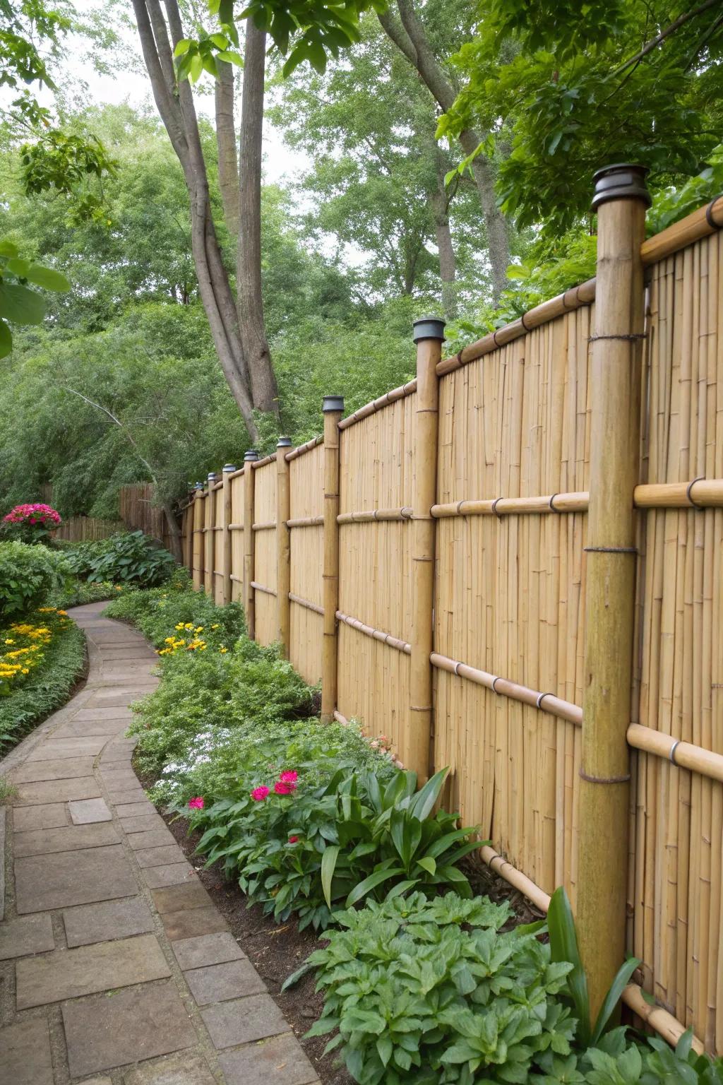 Bring tropical vibes to your yard with bamboo fencing.