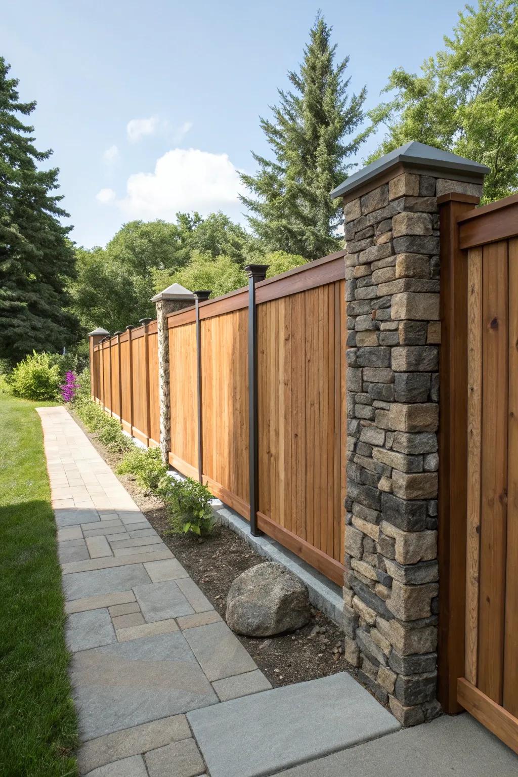 Create a unique look with mixed material fencing.