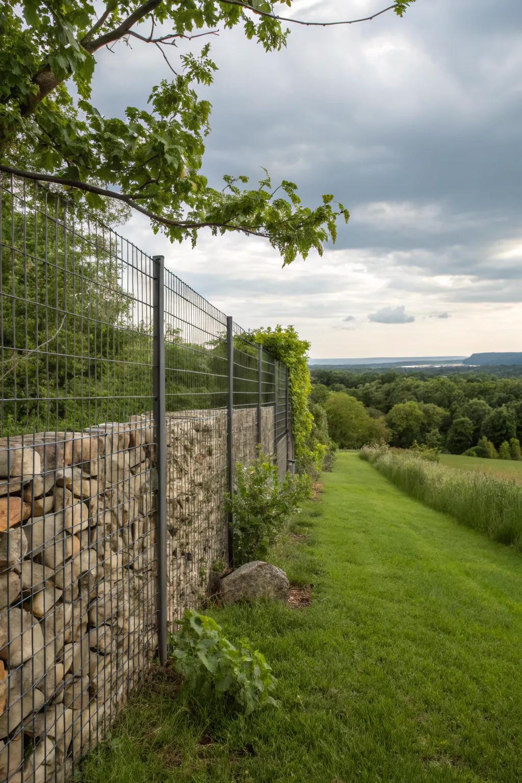 Create a captivating look with a gabion wall fence.