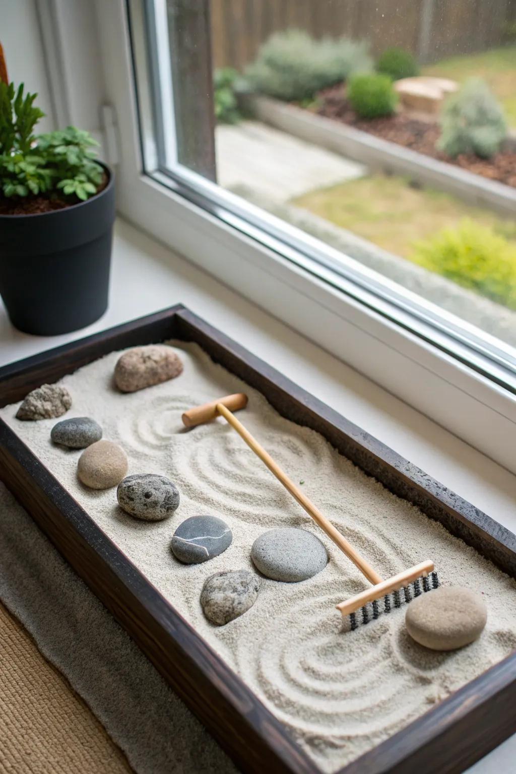 Create a calming zen atmosphere with a miniature garden.