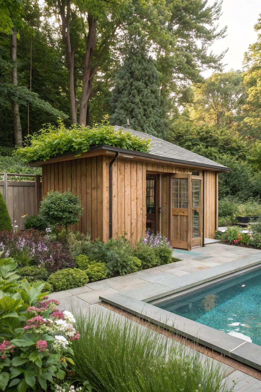 A nature-inspired retreat by the pool.