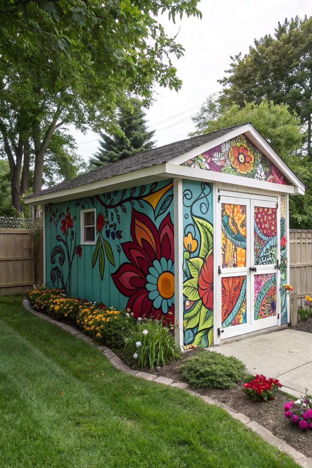 Make a statement with a mural on your shed.