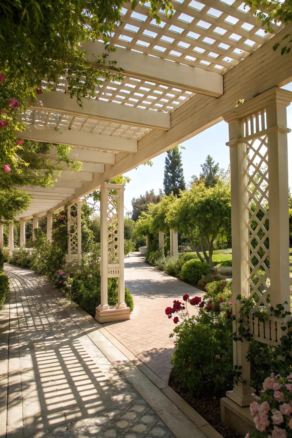 A light and airy ramada with a pergola roof.