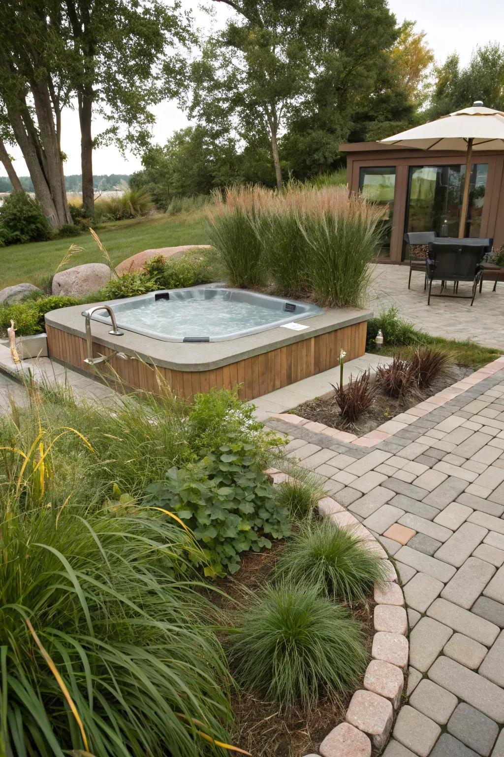 Incorporating greenery into your paver design adds a refreshing natural touch.
