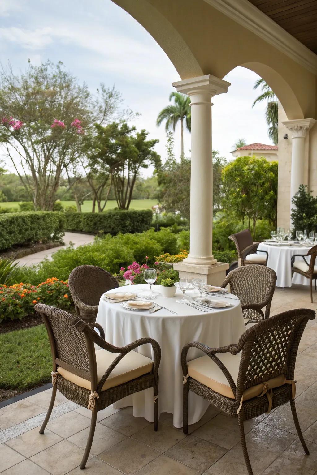 An elegant dining area for meals with a view.