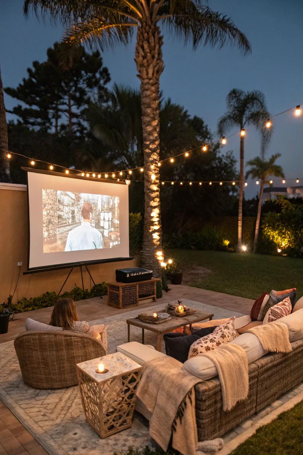 An outdoor movie theater perfect for entertaining.