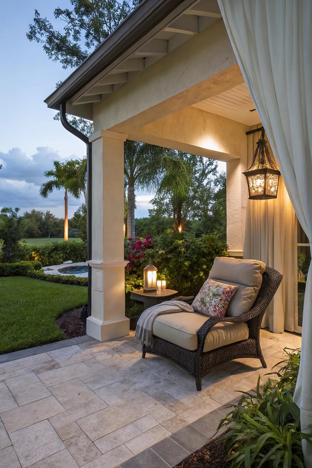 A secluded reading nook offers the perfect escape.