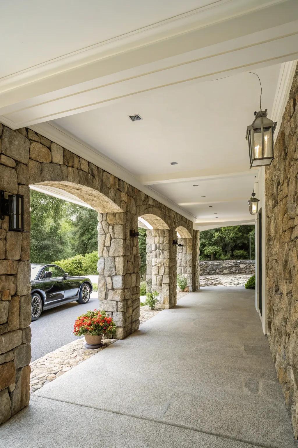 Natural stone walls offer timeless elegance and a durable privacy solution.