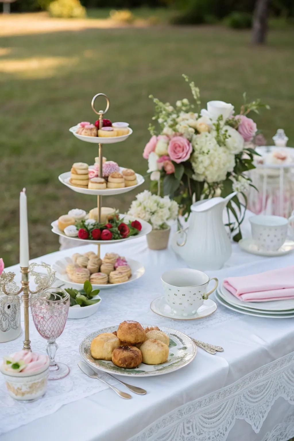 High tea elements bring sophistication to your picnic.