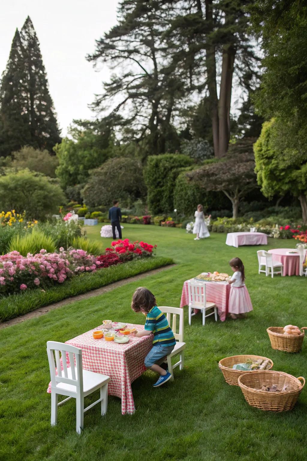 A child-sized picnic area invites fun gatherings.