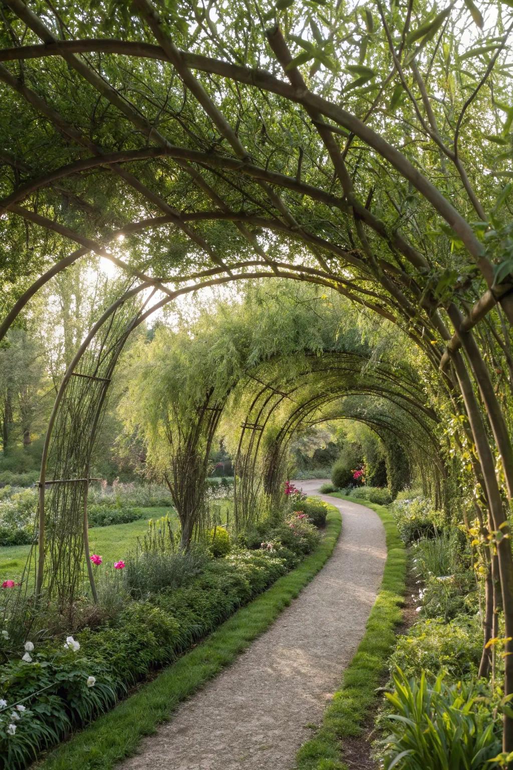 Living willow structures add a natural touch of magic.