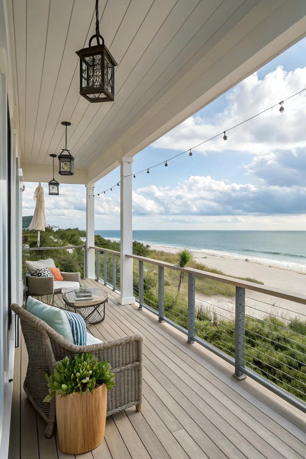 Cable railings offer a minimalist and modern look.