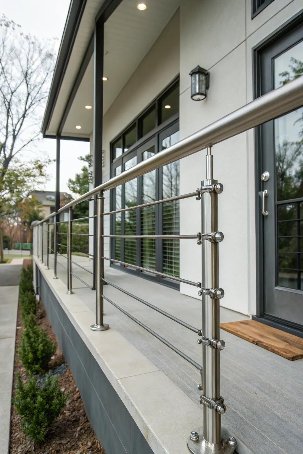 Metal pipes add an industrial flair to any porch.
