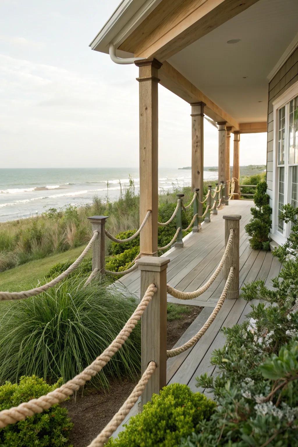 Rope railings add a nautical touch to your porch.
