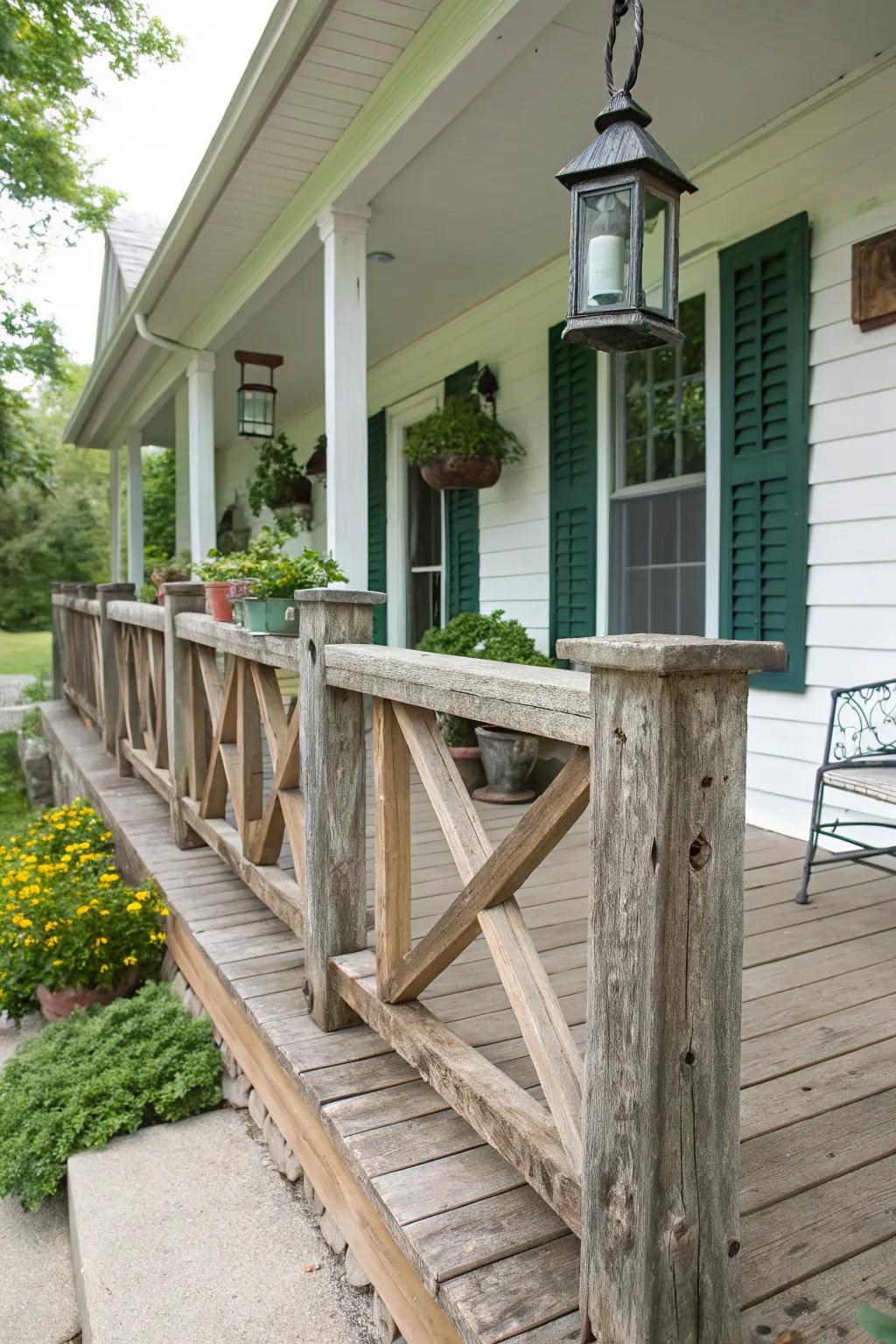 Reclaimed wood railings bring history and charm.