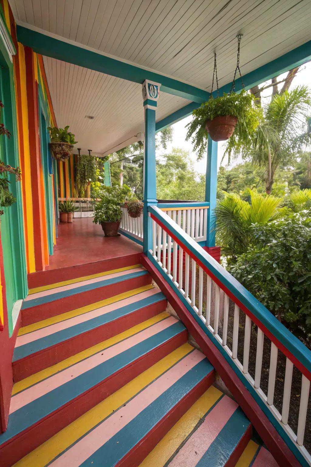 Bold stripes turn your porch into a conversation starter.