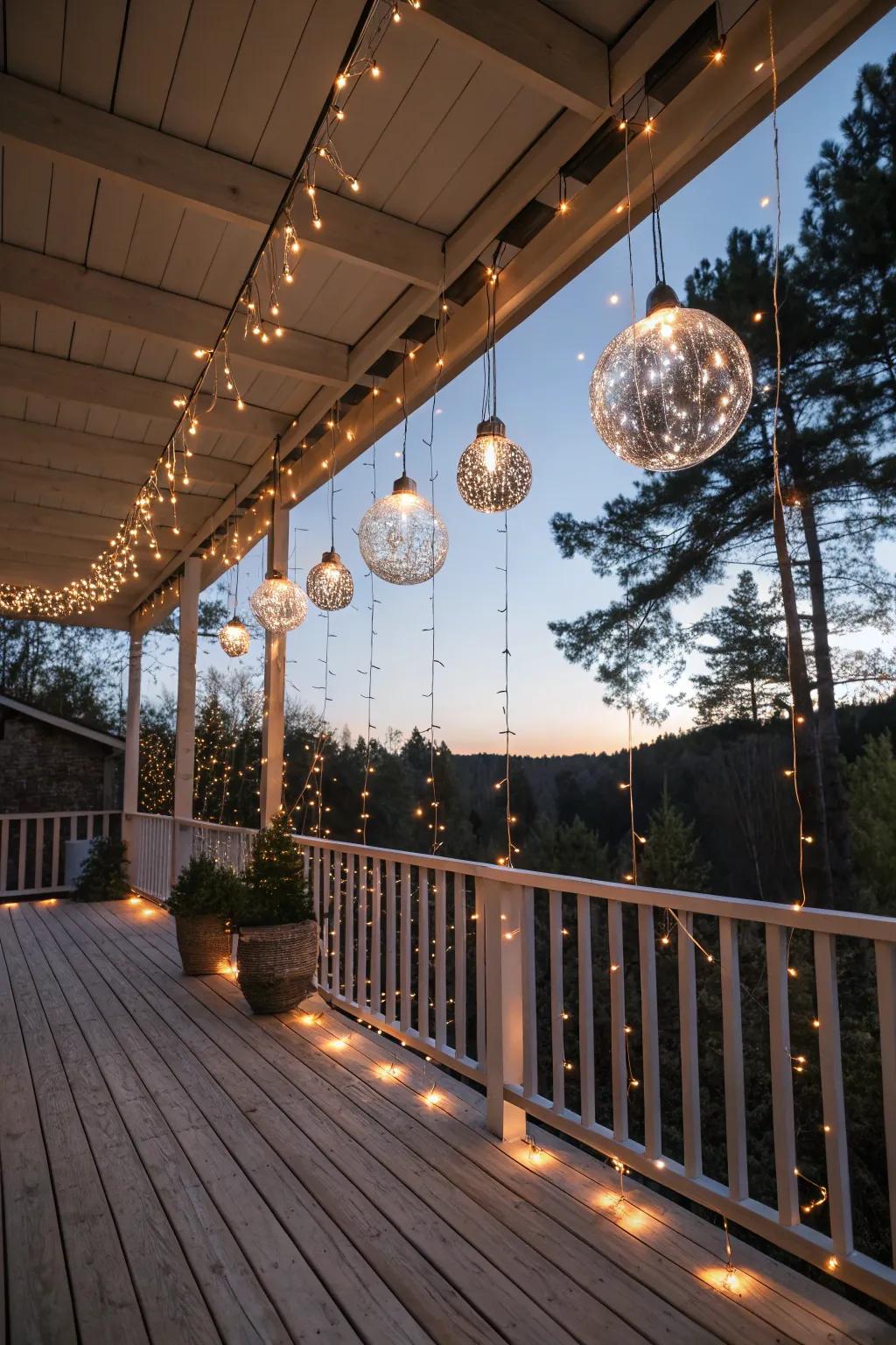 Lighted ornaments add a whimsical element to your decor.