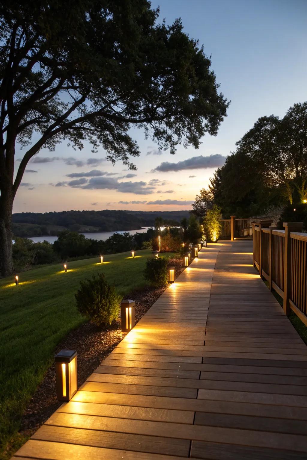 Pathway lights offer a welcoming and safe guide for guests.