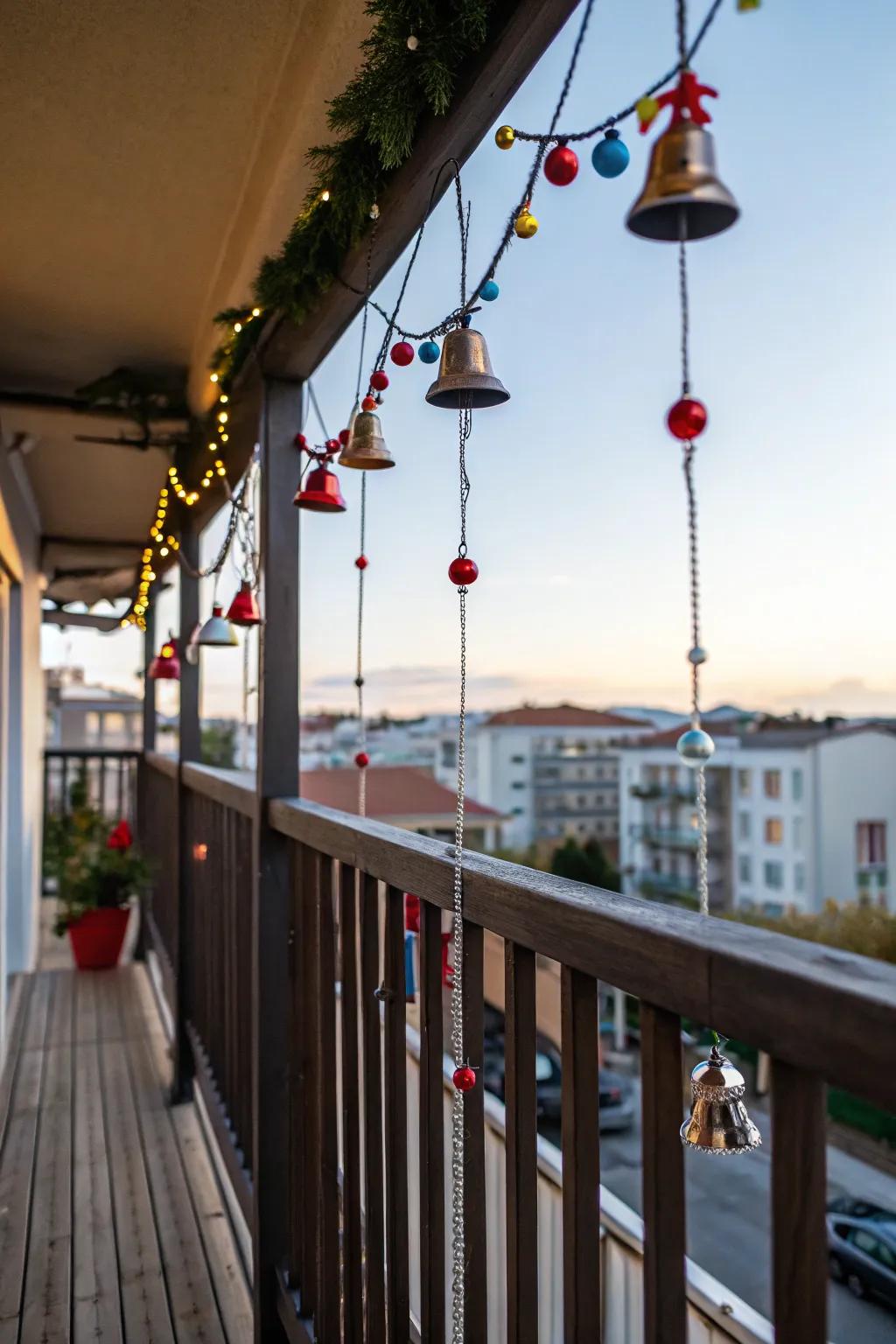 Jingle bells add nostalgia and cheerful sound to your balcony.