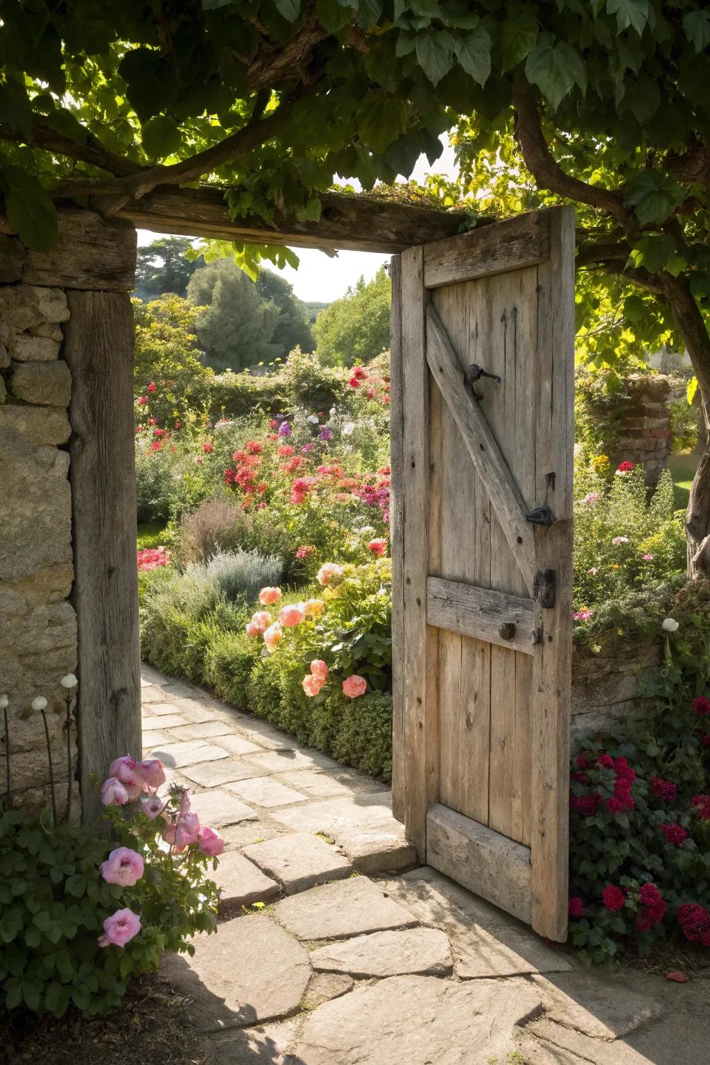 Unlock the past with a rustic wooden door that tells tales