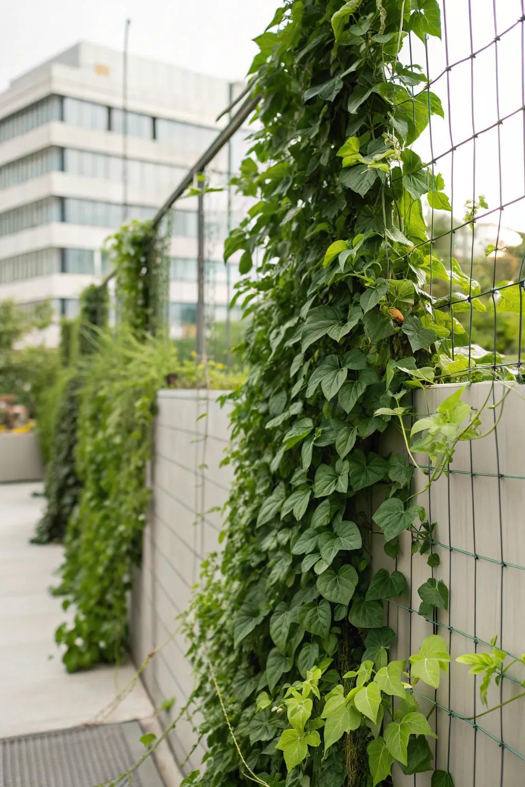 Living walls offer vertical greenery solutions.