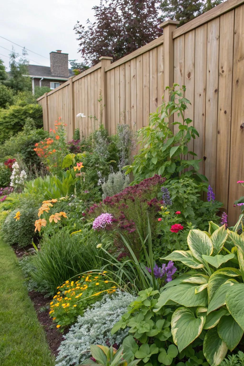 A mixed border planting adds color and texture.